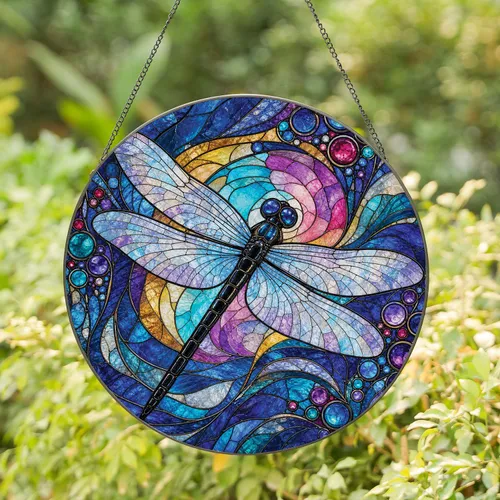 Dragonfly Stained Glass Window Hanging for Nature Lovers Home Housewarming Gifts Stained Glass Suncatcher