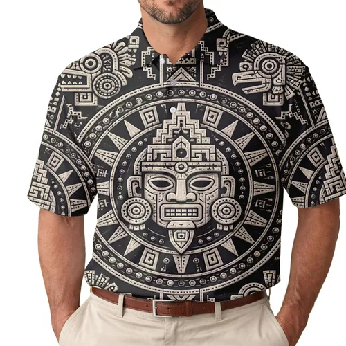Ancient Totem Guardian Motif For Beach Trips, Resort Days And Casual Summer Style For Men Men's Polo Shirt