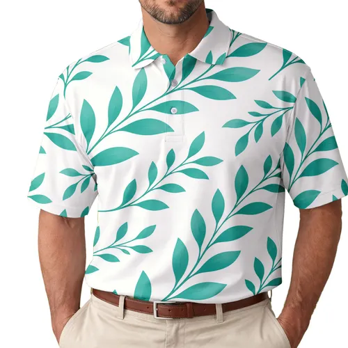 Jade Green Leafy Sprigs Fresh Garden Casual Wear For Men Men's Polo Shirt