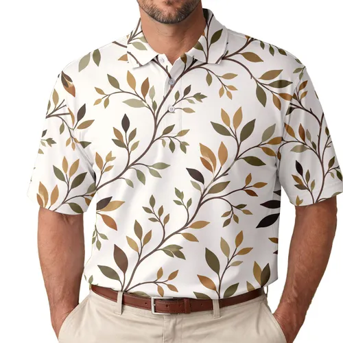 Olive Leaf Vine Botanical For Mediterranean Resort Wear, Garden Parties, and Travel Men's Polo Shirt