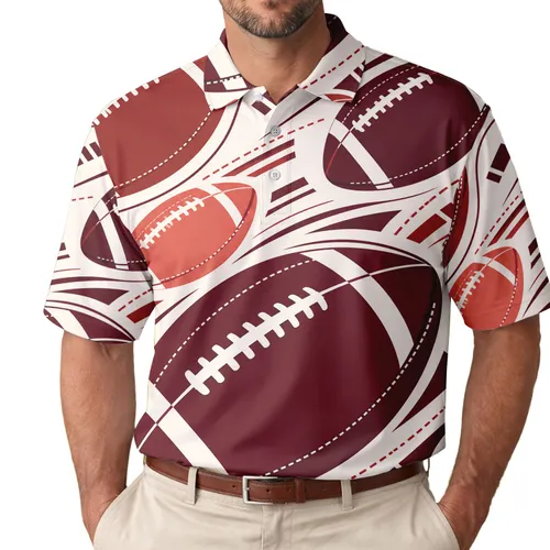 Burgundy American Football Seamless Repeat For Game Day Fans And Sports Lovers Men's Polo Shirt