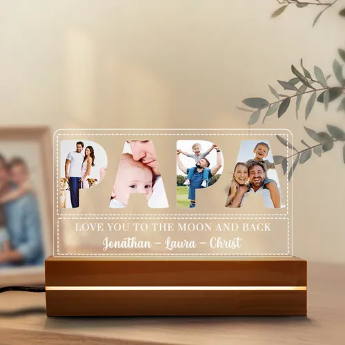 Personalized Dad Photo Acrylic Plaque, Custom Father's Day Gift for Dad Grandpa, LED Name Sign Keepsake