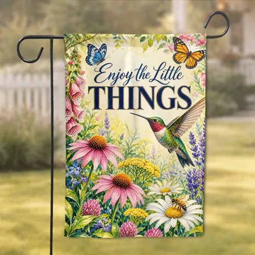 Spring Hummingbird Butterfly Floral Welcome Porch Decor For Cottage Home Style Charm Garden Flag