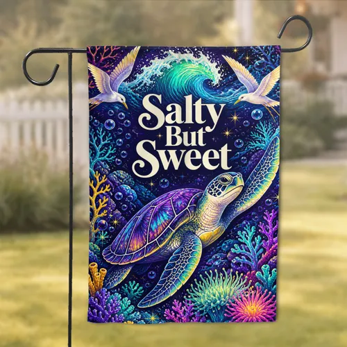 Neon Sea Turtle Coastal Porch Accent With Salty But Sweet Vintage Charm For Patio Garden Flag