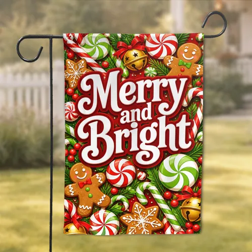 Merry And Bright Candy Cane Holiday Porch Decor For Outdoor Yard Christmas Cheer Garden Flag