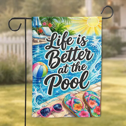 Summer Poolside Watercolor Resort Decor For Patio, Beach House, And Cabana Spaces Garden Flag