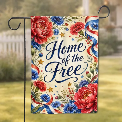Patriotic Floral Home Porch Decor For Independence Day, Memorial Day, And Summer Garden Flag