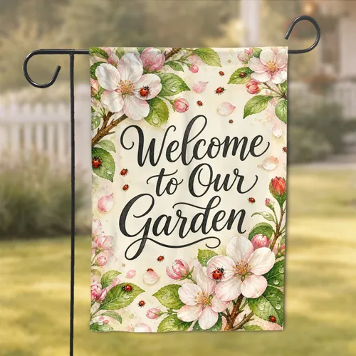 Welcome to Our Garden Floral Cottage Porch Decor for Spring Entryways and Patios Garden Flag