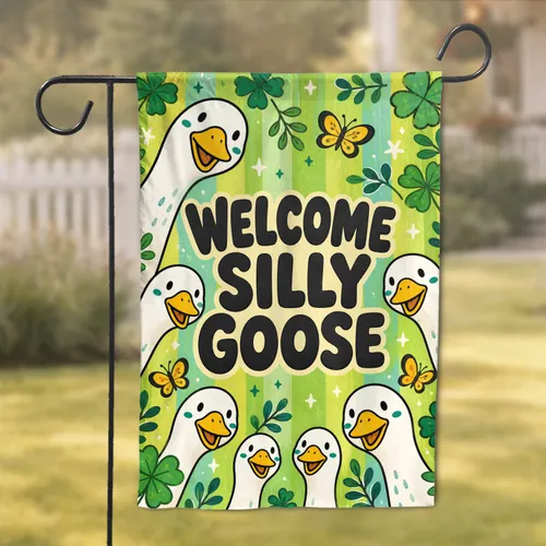 Welcome Silly Goose Spring Porch Decor For Farmhouse Entryway And Patio Door Charm Garden Flag