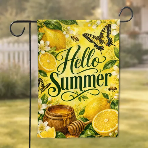 Lemon Butterfly Summer Porch Decor Hello Summer Accent For Farmhouse Patio Spaces Garden Flag