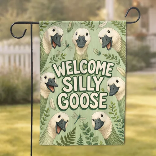 Welcome Silly Goose Porch Greeting for Spring Yard Decor, Farmhouse Entry Charm Garden Flag