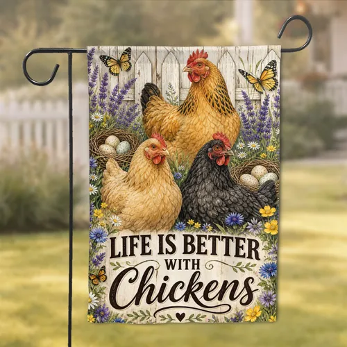 Rustic Chicken Farmhouse Porch Decor for Cozy Cottage Entryway and Country Homes Garden Flag