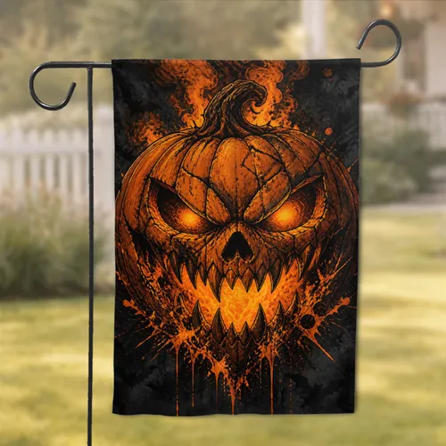 Glowing Jack O Lantern Pumpkin Halloween Porch Decor for Front Yards and Home Fans Garden Flag