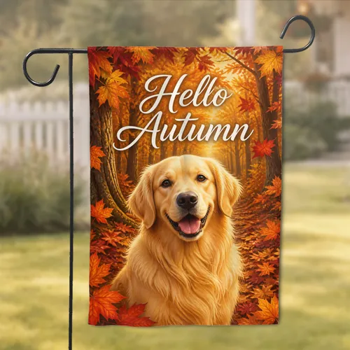 Golden Retriever Fall Porch Decor for Cozy Autumn Home and Yard Front Entry Welcome Garden Flag