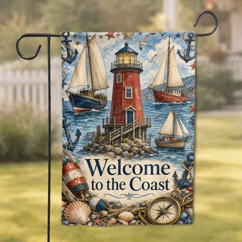 Coastal Lighthouse Porch Decor For Beach House Entryway And Nautical Patio Charm Garden Flag