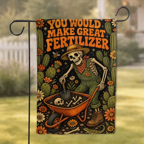 Skeleton Gardener Yard Decor for Halloween Porch, Patio, and Desert Home Gift Idea Garden Flag