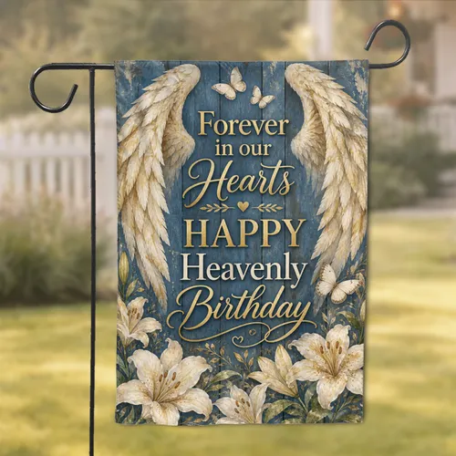 Angel Wings Memorial Heavenly Birthday Tribute for Cemetery and Home Display Garden Flag
