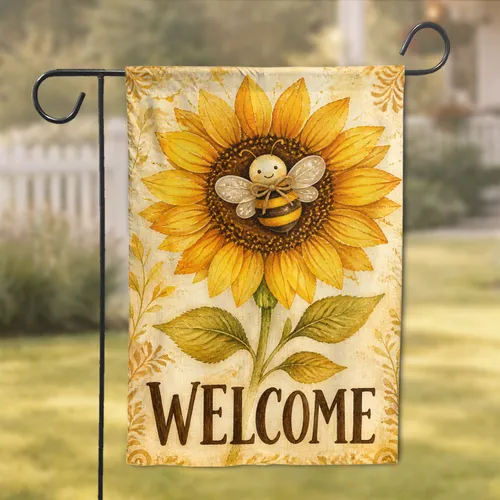 Welcome Bee Sunflower Porch Decor For Spring And Summer Outdoor Home Entry Accent Garden Flag