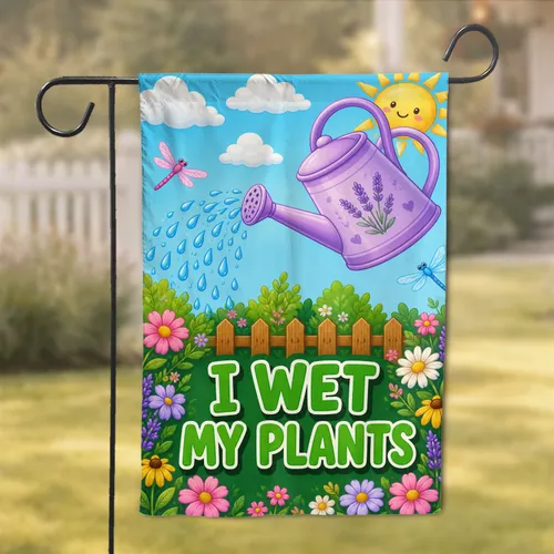 Cheerful Watering Can Yard Decor for Cottage Gardens, Plant Lovers, and Patio Spaces Garden Flag