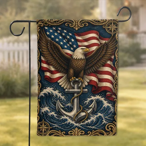 Patriotic Eagle And Anchor Nautical Porch Decor For Coastal Homes And Veteran Pride Garden Flag