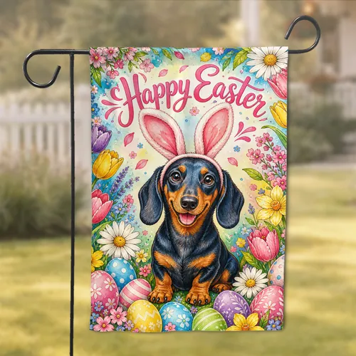 Cute Dachshund With Bunny Ears Easter Porch Decor For Spring Yard And Patio Home Garden Flag