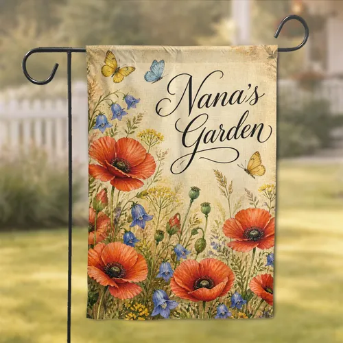 Nana's Garden Butterfly Meadow Porch Decor For Grandma, Mom, And Spring Gifting Garden Flag