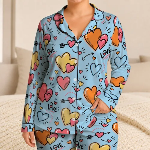 Colorful Doodle Hearts And Cupid Arrows For Valentine's Day Cozy Nights For Women Satin Pajamas Set