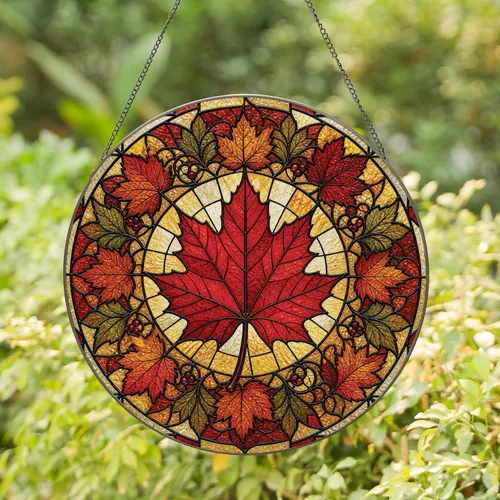 Stained Glass Maple Leaf Window Accent For Autumn Home Decor And Gift Giving Piece Stained Glass Suncatcher