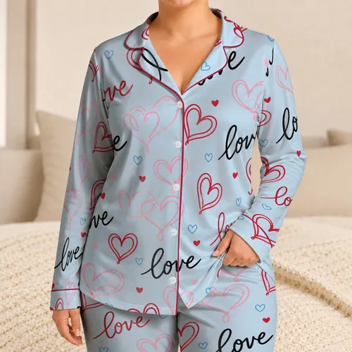 Handwritten Love Lettering With Red Heart Doodles for Cozy Romantic Evenings for Women Satin Pajamas Set
