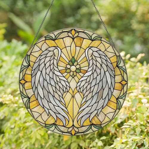 Mirrored Angel Wings Memorial Window Accent For Sympathy Home Decor And Gifts Lovers Stained Glass Suncatcher