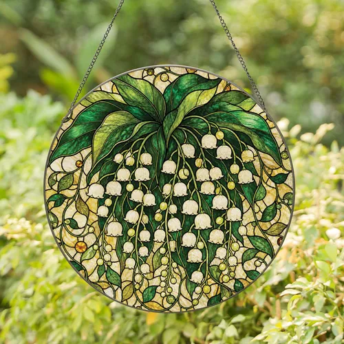 Lily Of The Valley Glass Window Accent For Spring Cottage Decor And Garden Lovers Stained Glass Suncatcher