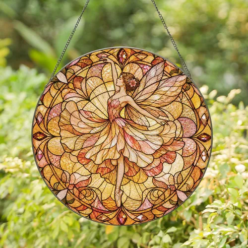 Fairy Ballerina Stained Glass Window Decor for Romantic Cottagecore Home Display Stained Glass Suncatcher