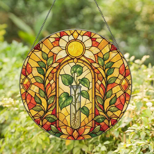 Stained Glass Propagation Vase Window Accent for Plant Lovers and Home Gardeners Stained Glass Suncatcher