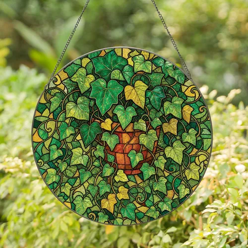 Trailing Ivy Vine Window Accent For Plant Lovers, Botanical Gift For Her And Home Stained Glass Suncatcher
