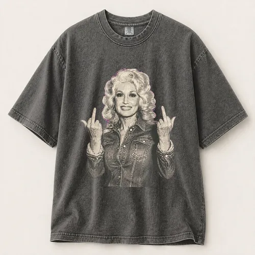 Dolly Parton Middle Finger Portrait For Bold Concert Style And Country Music Fans T-Shirt