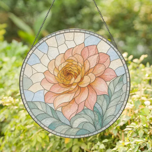 Dahlia Bloom Design for Mother's Day Gift and Home Decoration Stained Glass Suncatcher