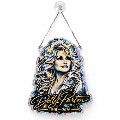 Dolly Parton Memorial Portrait Tribute for Country Music Fans and Loved Ones Custom Shape Window Hanging Acrylic Ornament