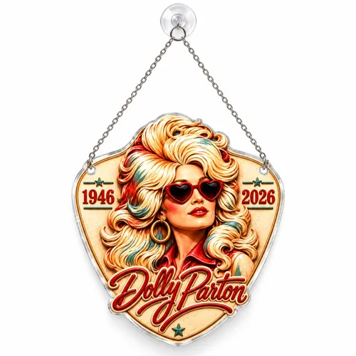 Vintage Dolly Parton Christmas Keepsake For Country Music Fans And Holiday Decor Custom Shape Window Hanging Acrylic Ornament