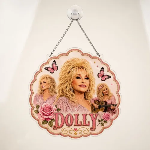 Dolly Parton Pink Country Music Keepsake For Christmas Tree Decor And Country Fans Custom Shape Window Hanging Acrylic Ornament