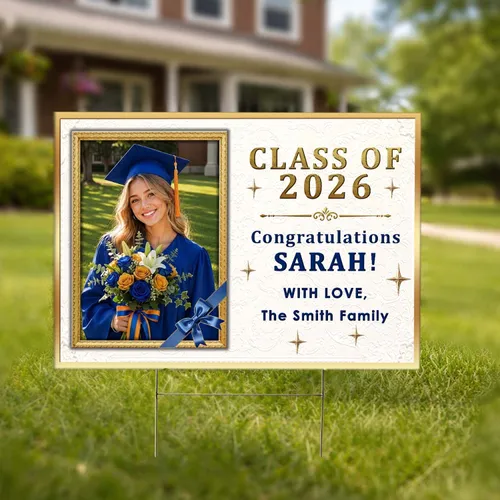 Personalized Graduate Photo & Name Yard Sign – Custom Outdoor Lawn Decor Gift for Graduation
