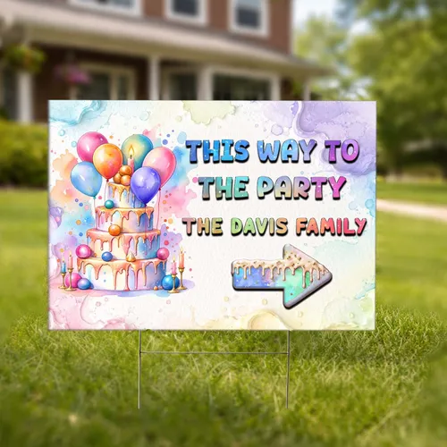 Personalized Birthday Party Yard Sign – Custom Arrow Directional Lawn Sign for Guests, Party Decor Gift