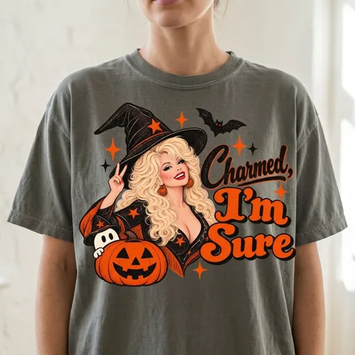 Dolly Parton Halloween T-Shirt, Charmed I'm Sure Witch Pumpkin Ghost Country Music Tee