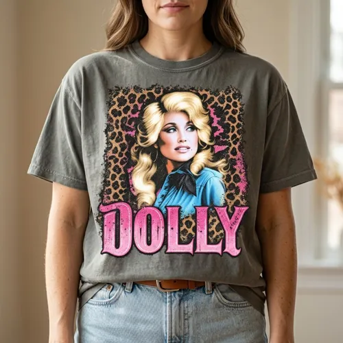 Comfort Colors Dolly Parton Retro T-Shirt, 80s Country Music Graphic Tee, Autograph Style Gift