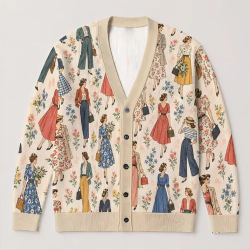 Vintage Fashion Muse Dresses For Everyday Layering And Mother’s Day Gifts For Women All-over Print Knitted Cardigan