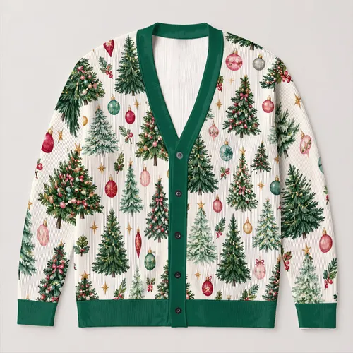 Christmas Tree And Ornament Holiday Style For Festive Gatherings And Winter Days All-over Print Knitted Cardigan
