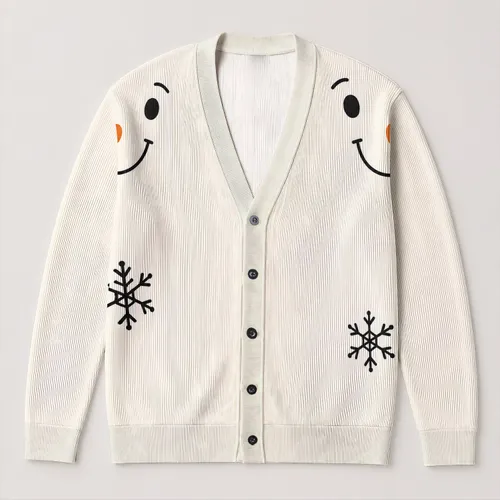 Snowman Snowflake Winter Cheer for Cozy Holiday Layering, Youthful Seasonal Style All-over Print Knitted Cardigan