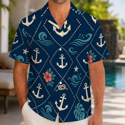 Nautical Anchor Sailing Motif for Coastal Getaways, Cruises, and Resort Weekends Hawaiian Shirt