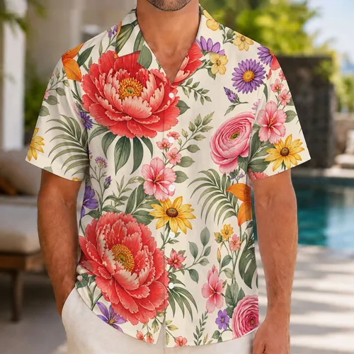 Colorful Wildflower Garden Floral For Tropical Vacations, Beach Trips, And Resort Days Hawaiian Shirt