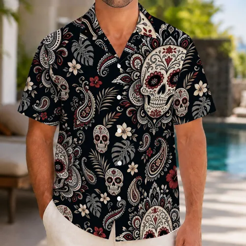 Sugar Skull Day Of The Dead Celebration Style For Halloween Festivals And Vacations Hawaiian Shirt
