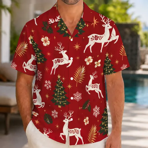 Christmas Reindeer Snowflake Beach Holiday Style For Matching Couples And Tropical Getaways Hawaiian Shirt